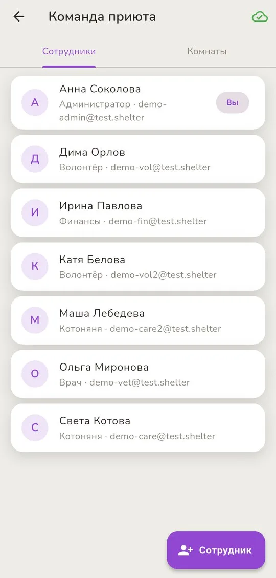 Команда приюта